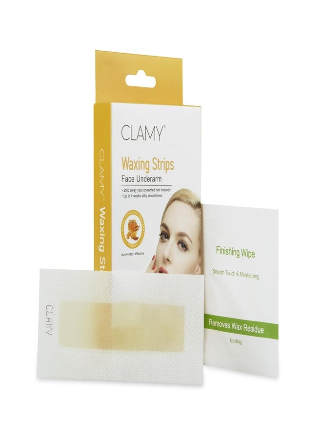 CLAMY Face & UnderArms Waxing Strips with Honey Extracts Instant Removal Silky Smoothness Upto 4 Weeks (20 Strips + 2 Finish Wipes) Honey - Image 2