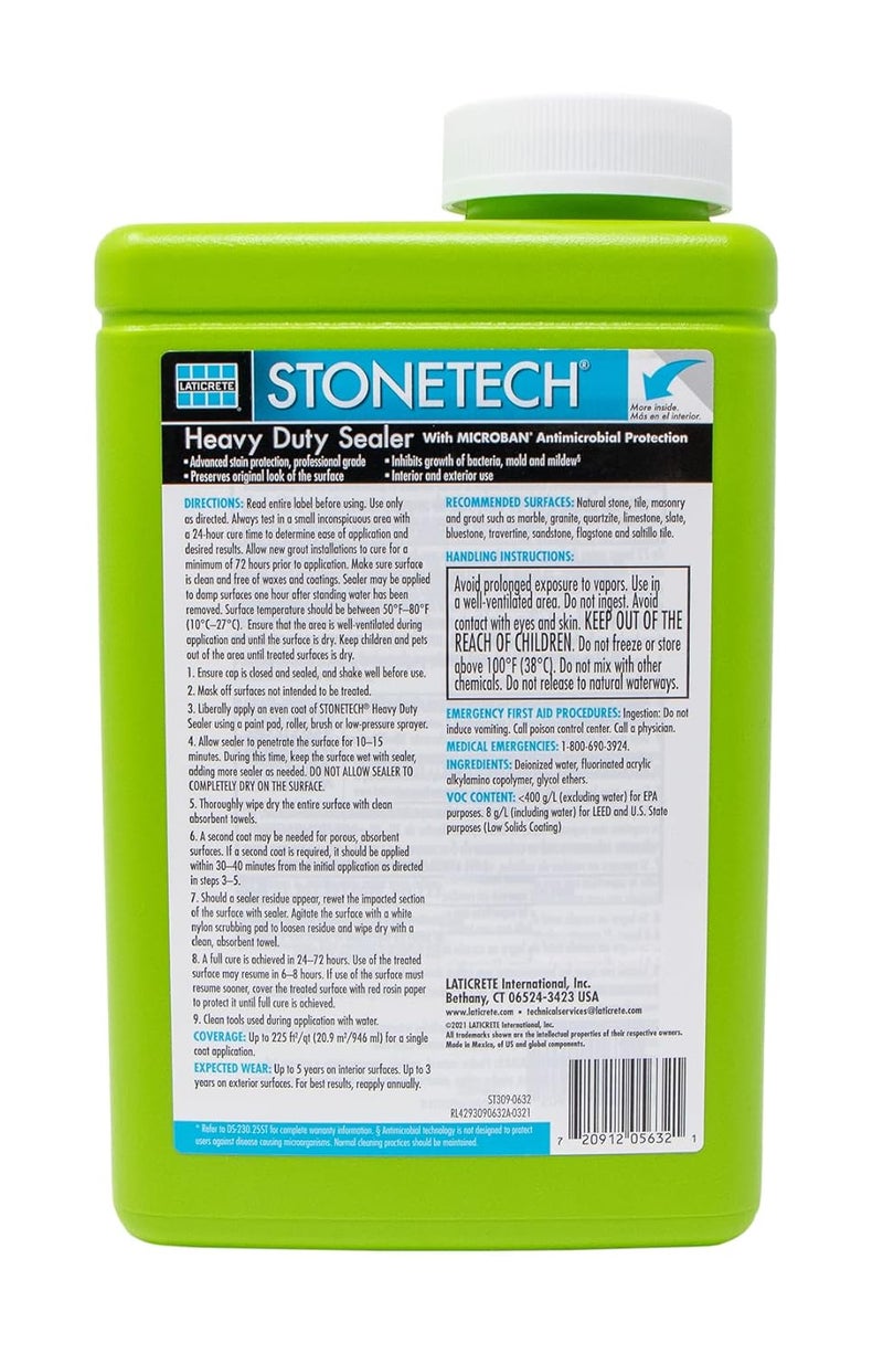 StoneTech Heavy Duty Sealer for Natural Stone - 1 Quart (946 ml) - Advanced Stain Protection - Image 2