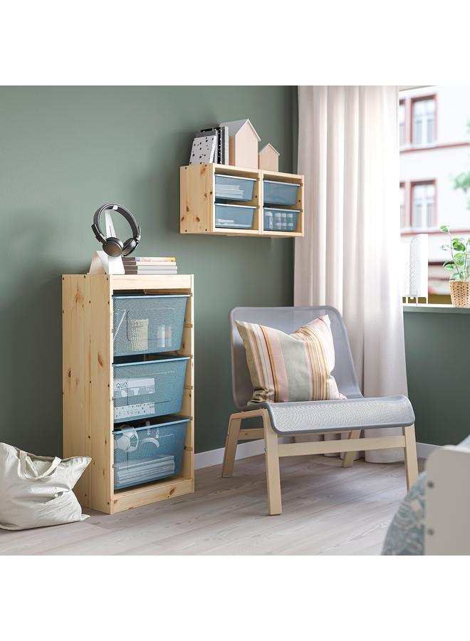 Zaboon Storage Combination, Light White Stained Pine/Grey-Blue, 44X30X91 Cm - Image 2