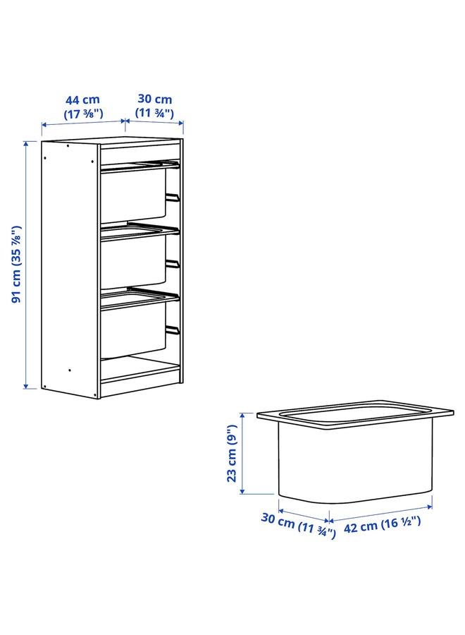 Zaboon Storage Combination, Light White Stained Pine/Grey-Blue, 44X30X91 Cm - Image 4