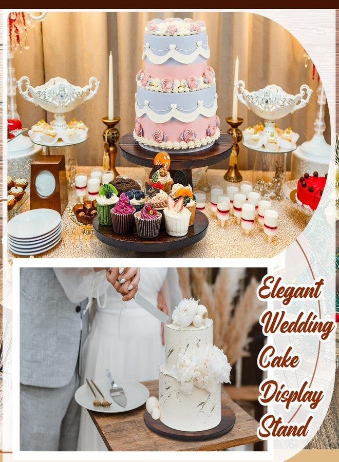 Jinei 4 Sets Rotating Wood Cake Stand Round Cake Stand Turntable 12 Inch Cake Stand Cake Platter with Detachable Base for Cakes Desserts Cookies Parties Weddings Restaurants Decorating Supplies - Image 4