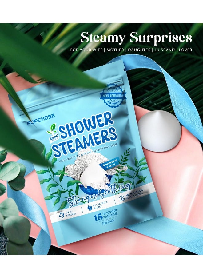 POPCHOSE - Shower Steamers Aromatherapy 15 Pack - Chocolate Shaped, Menthol & Eucalyptus Shower Bombs With Natural Essential Oils, Birthday Gift Stocking Suffers For Women & Men, Relaxation & Self Care - Image 1