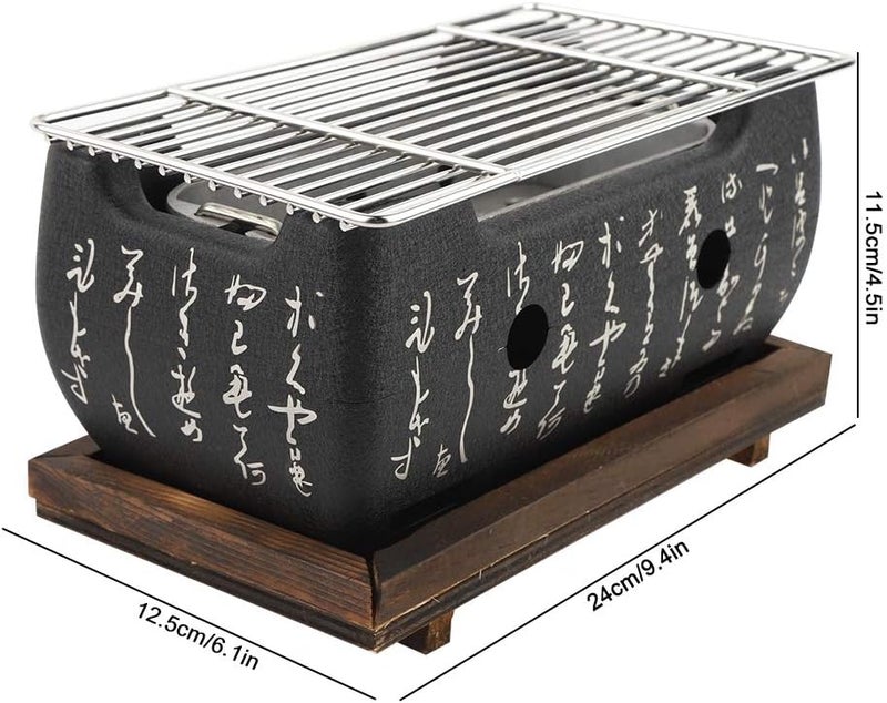 Velaurs Japanese Style BBQ Grill Rectangular Japanese Barbecue Grill Portable Barbecue Stove Japanese Food Charcoal Stove with Barbecue Net for Yakiniku, Robata, Yakitori, Takoyaki and BBQ - Image 2