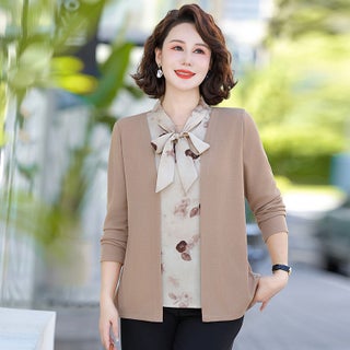 High-End Feel Middle-Aged And Elderly Mothers Attire Top Autumn Two-Piece Illusion Womens Clothing Plus Size T-Shirt Khaki shirt - pzsku/ZAFFFDBF813740F8078F8Z/45/1746197013/9dc65f77-a954-48c1-a742-4095e0ce3f3d
