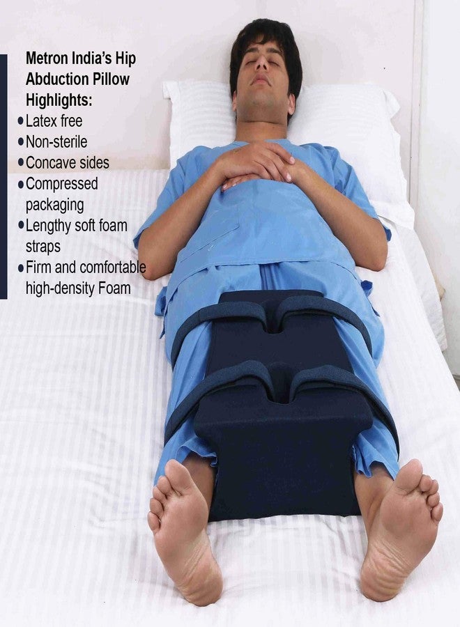 METRON-Hip Abduction Wedge Pillow Immobilizer & Stabilizer for Patients Recovering from Hip Surgery or Injury Fixed Position Recovery Aid for Home and Clinical Use, HD Sponge. With 4 Belts - Image 3