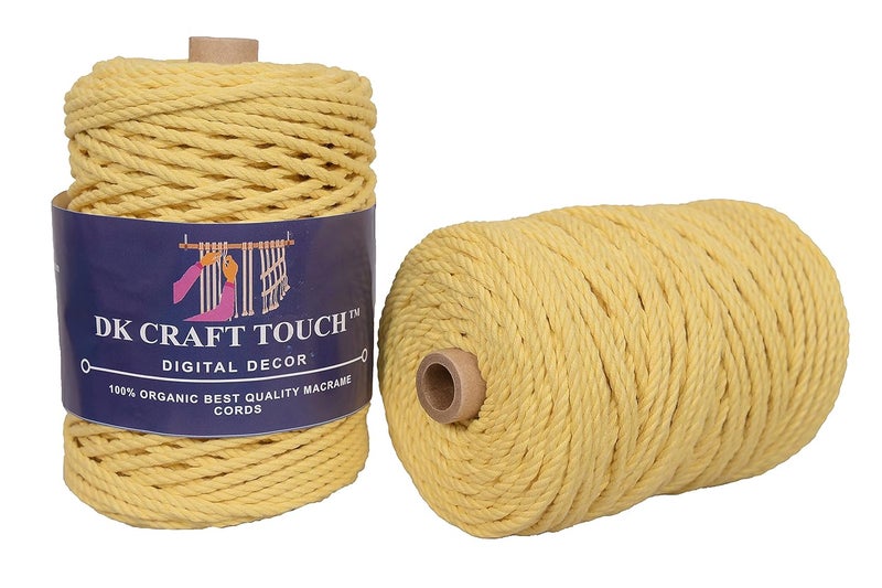 DK Craft Touch DK Craft Touch 3mm Macrame Cotton CordThreadsRope for Craft WorkPlant Hanger Ropes 3 ply Sandal Color 3 mm 100 metre Length