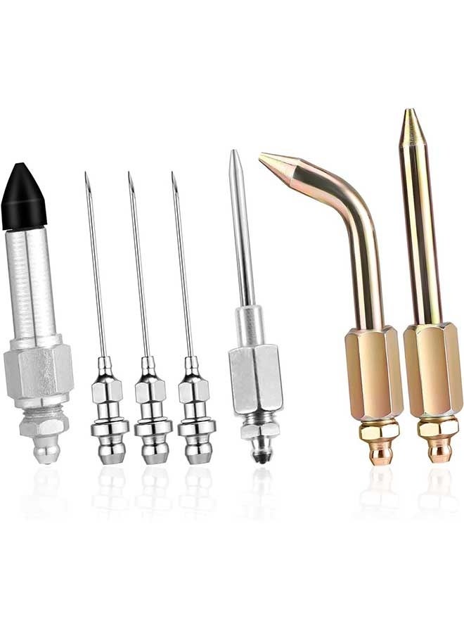 RAWAID Grease Gun Accessory Set 7Pcs, Includes Grease Nozzles Needle Dispenser Rubber Tip Joint Nipple, Straight Nozzle and Elbow Fitting Adapter for Tight Space Lubrication - Image 1