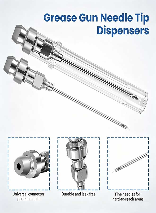 RAWAID Grease Gun Accessory Set 7Pcs, Includes Grease Nozzles Needle Dispenser Rubber Tip Joint Nipple, Straight Nozzle and Elbow Fitting Adapter for Tight Space Lubrication - Image 3
