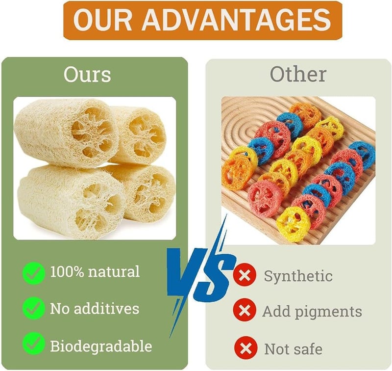 أعواد مضغ طبيعية من اللوفة 4 قطع علاجات للحيوانات الصغيرة للهامستر وخنازير غينيا والشنشيلة - Image 5