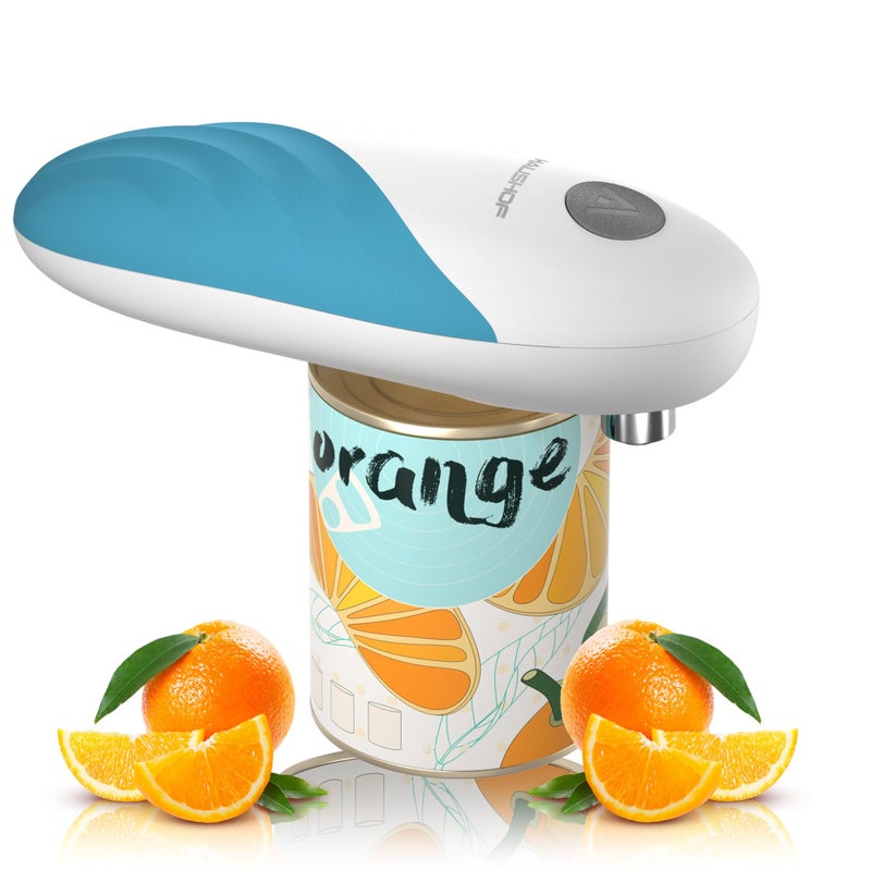 HAUSHOF Electric Can Opener Automatic Tin Opener with One Touch Switch HandsFree and Smooth Edge Battery Tin Openers for The Elderly and Arthritic Blue