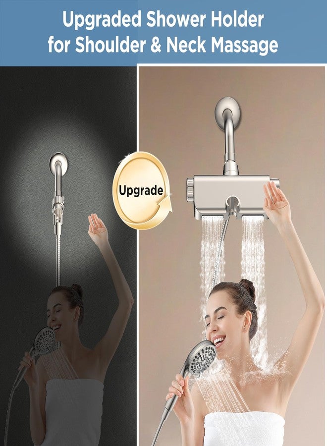 MakeFit Filtered Shower Head with Handheld Combo Brushed Nickel - Dual 2-in-1 Spa System with Massage Shower Head and 10 Modes Hand Held Showerhead, High Pressure, Buit in Power Wash Mode - Image 3