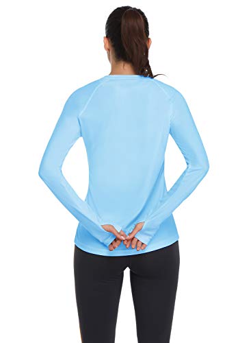 HISKYWIN قمصان طويلة الأكمام لحماية الشمس UPF 50+ للنساء HF103 - أزرق - L - Image 2