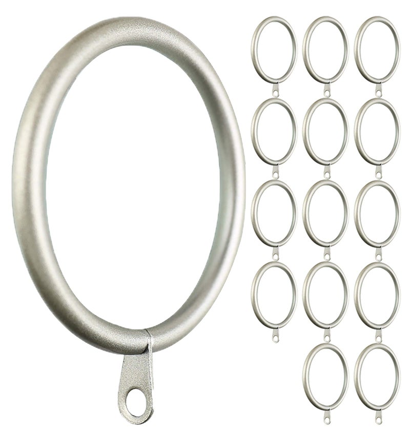 Meriville 14 pcs 15Inch Inner Diameter Metal Curtain Rings with Eyelets Fits Up to 1 14Inch Rod Set of 14 Pewter