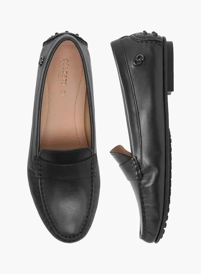 سيليست لوفرز جلد نسائي بزخرفة شعار