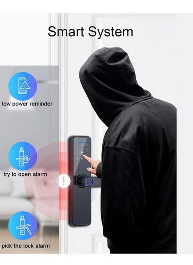 Captaintech Fawoonu Tuya Smart Lock Fingerprint Lock Door Lock Keypad Door Lock with Handle Fingerprint Electronic Deadbolt Door Lock Smart Door Lock Compatible with Tuya APP  - Image 5
