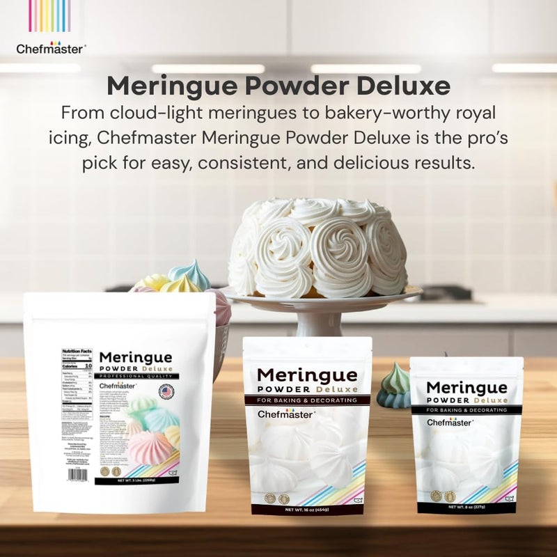 Chefmaster مسحوق المارينغ من شيف ماستر ديلوكس - بديل بياض البيض الاحترافي للخبز والتزيين، 8 أونصات - Image 2