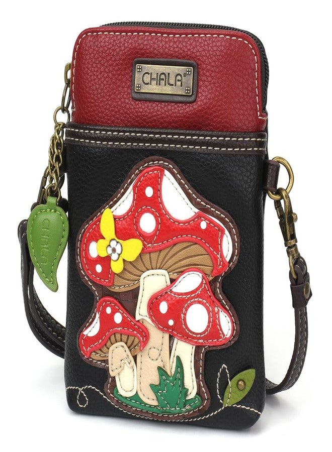CHALA Crossbody Cell Phone Purse | Women's Multi-Color Wristlet Handbags with Adjustable Strap (Black_ Red Mushroom) - Image 3
