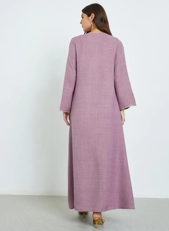 Amirah Pink Slit Sleeve A-Line Jalabiya