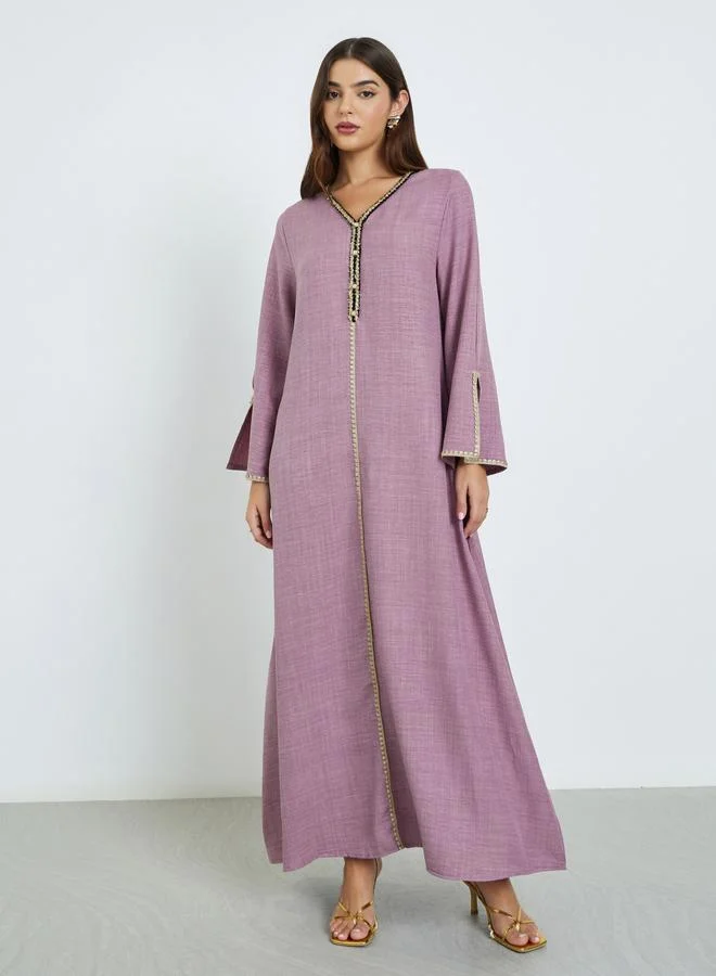 Amirah Pink Slit Sleeve A-Line Jalabiya