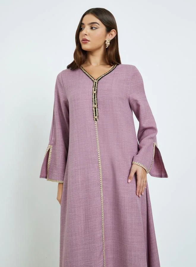 Amirah Pink Slit Sleeve A-Line Jalabiya