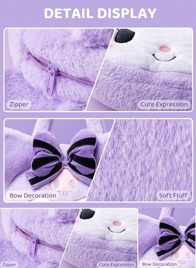 SANMUGEED Plush Shoulder Bag,  Fluffy Tote Bag with Zipper, Fluffy Handbags for Girls, Fluffy Tote Bag with Zipper Large Soft Plush Shoulder Bag - Image 2