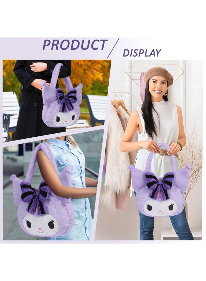 SANMUGEED Plush Shoulder Bag,  Fluffy Tote Bag with Zipper, Fluffy Handbags for Girls, Fluffy Tote Bag with Zipper Large Soft Plush Shoulder Bag - Image 5