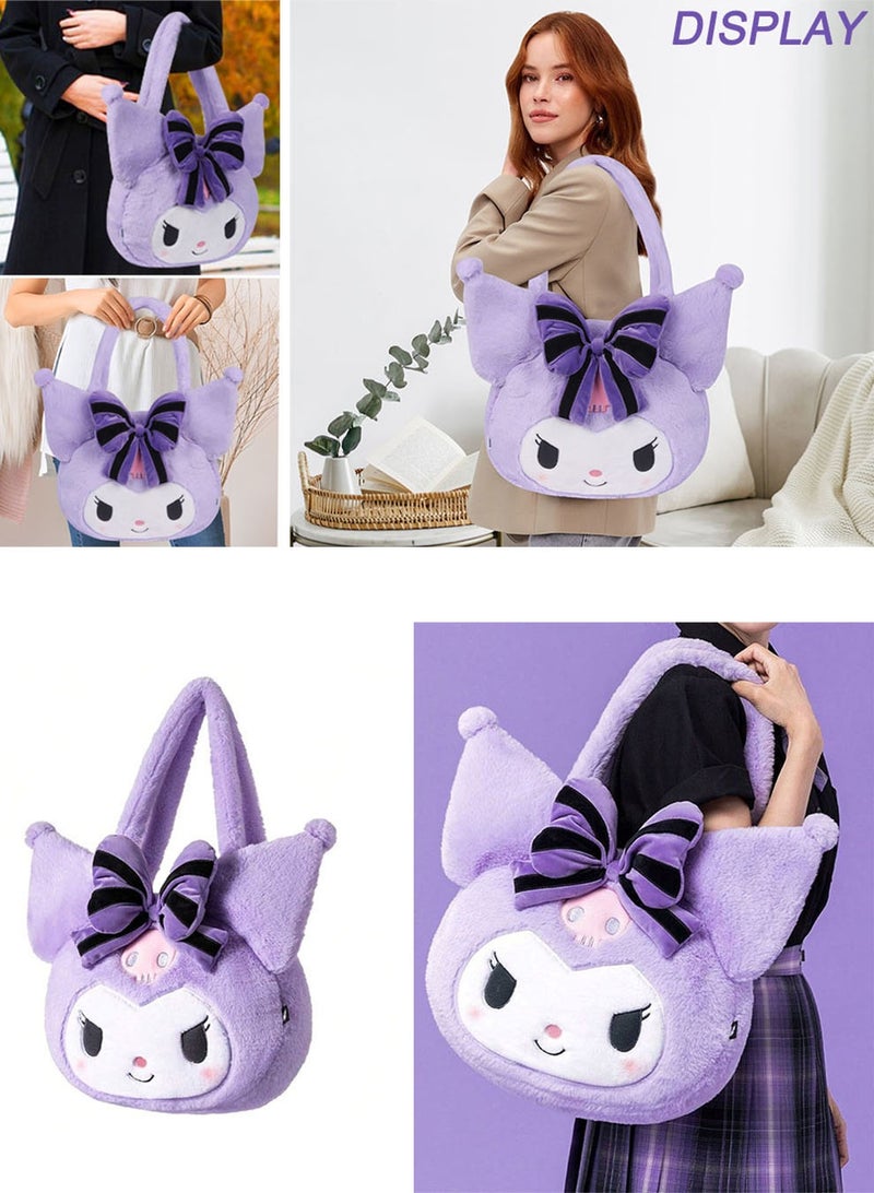 SANMUGEED Plush Shoulder Bag,  Fluffy Tote Bag with Zipper, Fluffy Handbags for Girls, Fluffy Tote Bag with Zipper Large Soft Plush Shoulder Bag - Image 3