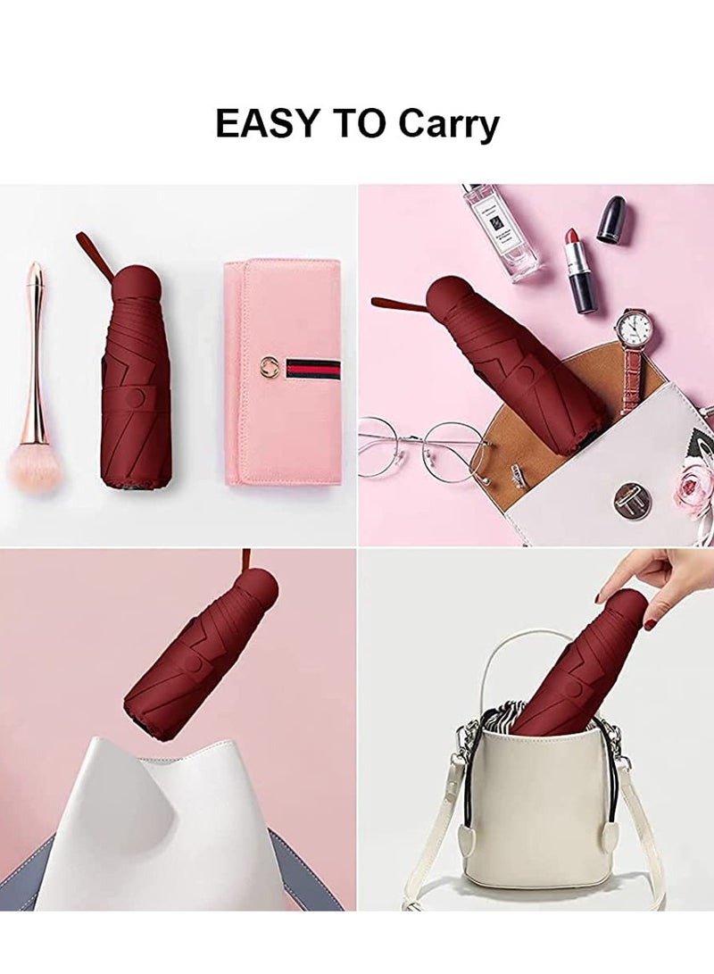 مظلة سفر مدمجة ومضادة للرياح للرجال والنساء باللون الأحمر - Image 5