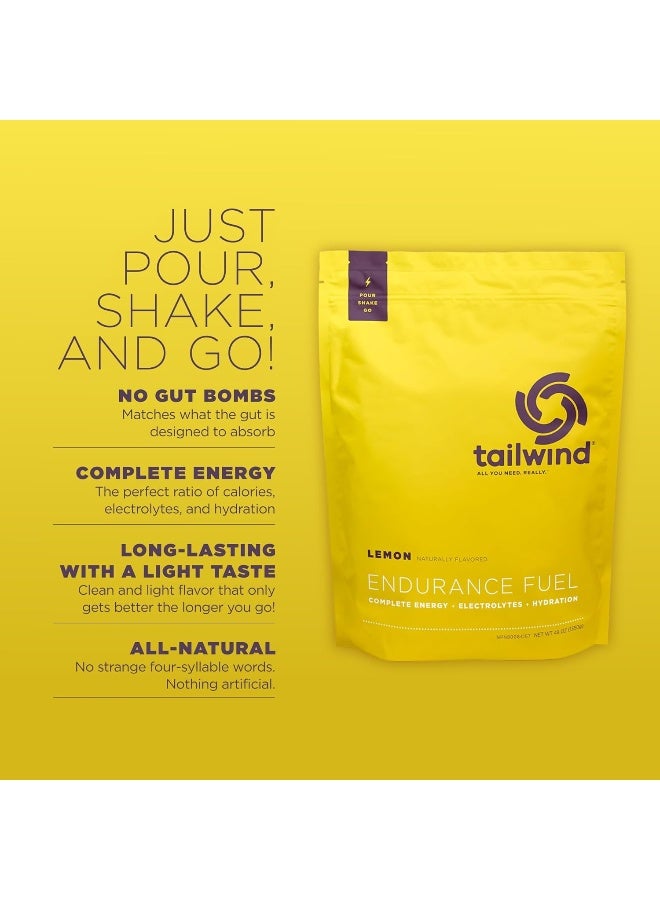 Tailwind Nutrition Endurance Fuel, Sports Drink Powder Mix with Electrolytes, Non-GMO, Free of Soy, Dairy, and Gluten, Vegan Friendly, Lemon, 50 Servings - Image 2