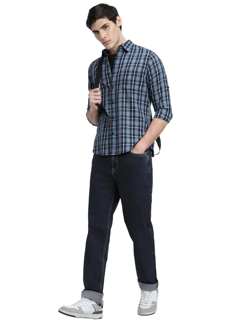 Dennis Lingo  Blue Slim Fit Casual Shirt for Men - Classic, Comfortable for Men | Best Price UAE