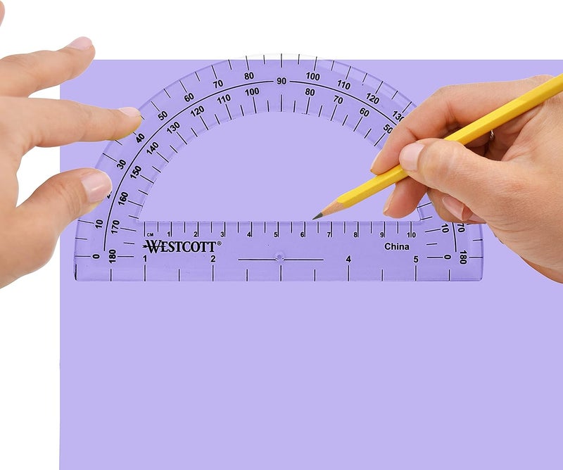 Westcott 6-Inch Clear Plastic 180 Degree Protractor for Accurate Angle Measurement - Image 5