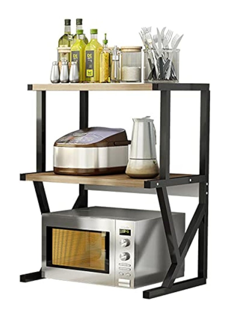 Arabest Microwave Stand Oven Storage Rack,Kitchen shelving,3-Tier,Microwave Shelf Kitchen Organizer Shelf, Wood Kitchen Counter Spice Rack Desktop for Kitchen (3-Tier) - Image 1