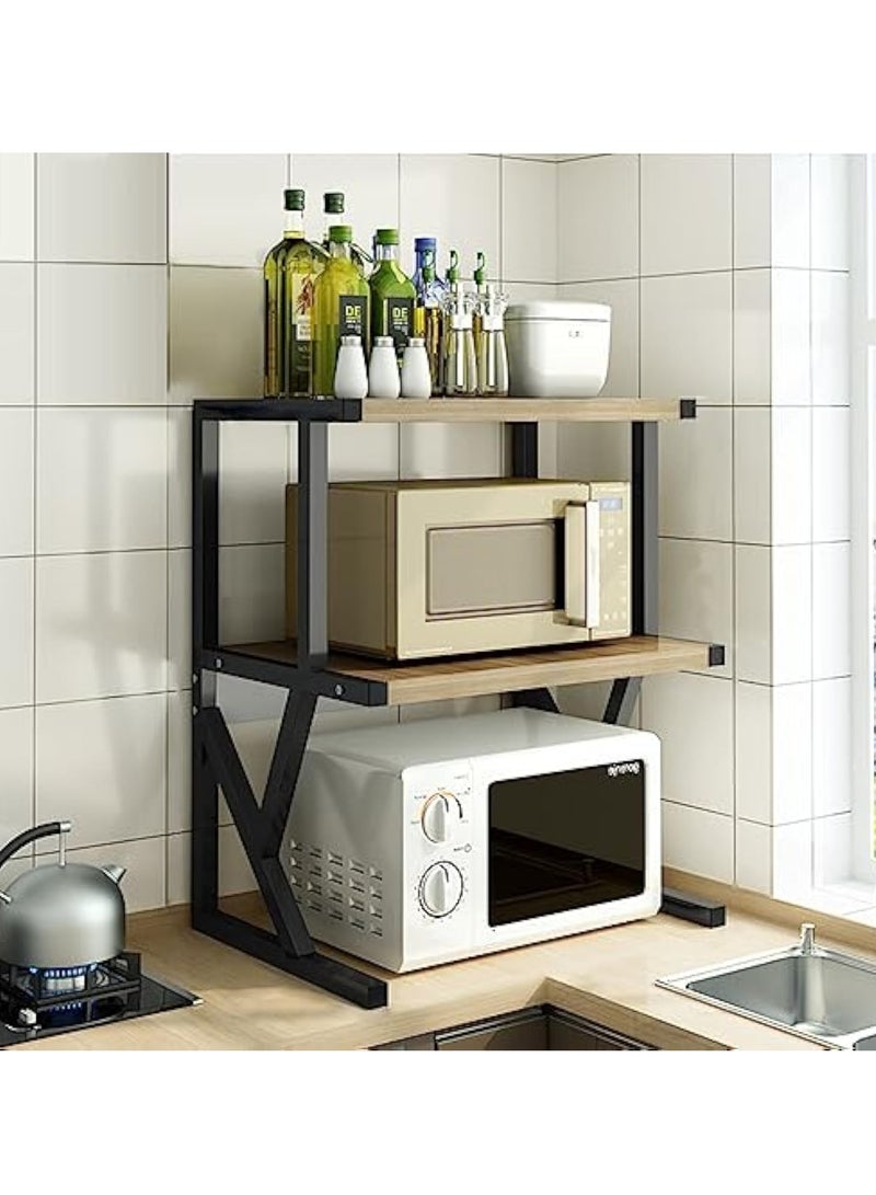 Arabest Microwave Stand Oven Storage Rack,Kitchen shelving,3-Tier,Microwave Shelf Kitchen Organizer Shelf, Wood Kitchen Counter Spice Rack Desktop for Kitchen (3-Tier) - Image 2