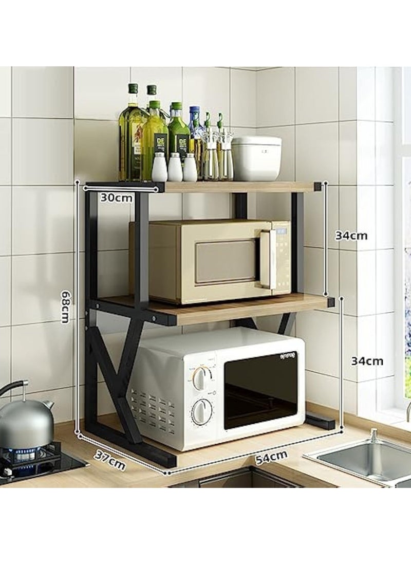 Arabest Microwave Stand Oven Storage Rack,Kitchen shelving,3-Tier,Microwave Shelf Kitchen Organizer Shelf, Wood Kitchen Counter Spice Rack Desktop for Kitchen (3-Tier) - Image 3