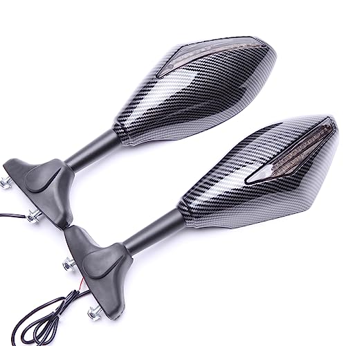 Rich Choices Motorcycle Carbon Rearview Mirrors With LED Turn Signal Compatible with Honda Kawasaki Suzuki (Carbon+Smoke Len) - Image 5