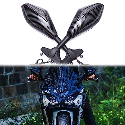 Rich Choices Motorcycle Carbon Rearview Mirrors With LED Turn Signal Compatible with Honda Kawasaki Suzuki (Carbon+Smoke Len) - Image 4