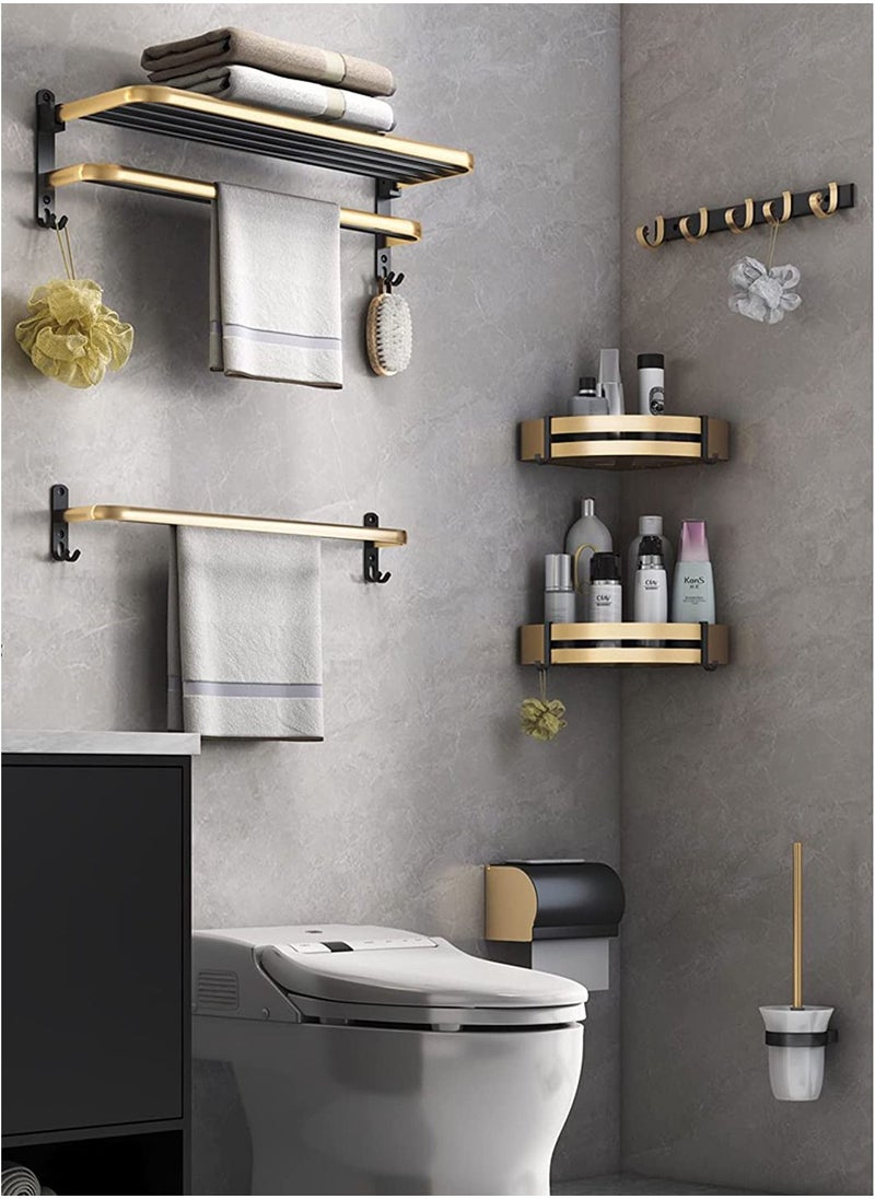 LIMOS - 6PCS Bathroom Accessories Bath Hardware Set, Towel Holder, Towel Rack, Clothes Hook, Waterproof Tissue Box, Double Wall Hanging Basket, Toilet Brush - Image 1