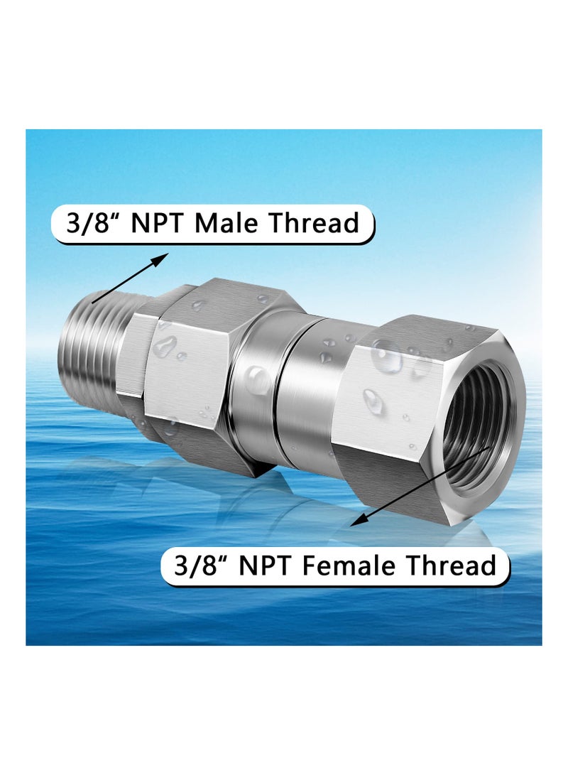 Generic SYOSI 3/8 NPT Pressure Washer Swivel Fitting, Anti Twist 3/8 Male to Female Stainless Steel Connector Joint, 360 Degree Kink Free Swivel Fitting For Pressure Washer Gun, Hose(Male to Female 2Pcs)  - Image 4