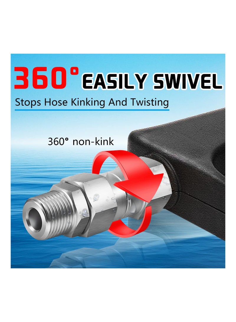 Generic SYOSI 3/8 NPT Pressure Washer Swivel Fitting, Anti Twist 3/8 Male to Female Stainless Steel Connector Joint, 360 Degree Kink Free Swivel Fitting For Pressure Washer Gun, Hose(Male to Female 2Pcs)  - Image 3