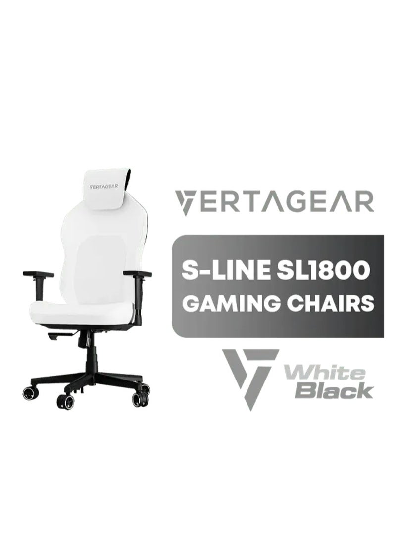 VERTAGEAR - Vertagear Racing Series S-Line SL1800 Office Gaming Chair - White/Black / VG-SL1800_WT - Image 1