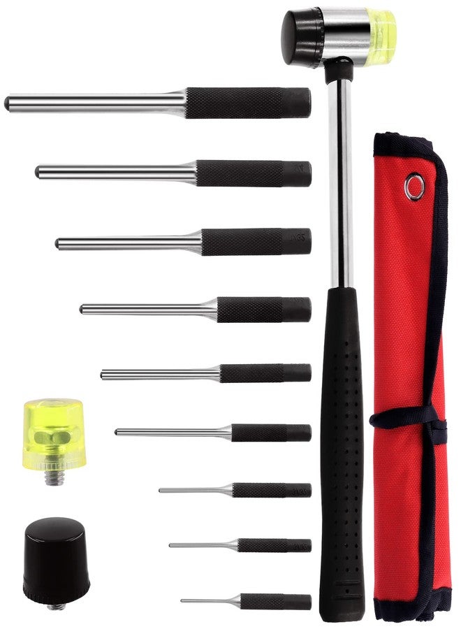 Rustark 12Pcs Roll Pin Punch Tools Set with Hammer Steel Pin Removing Repair Kit for Automotive, Watch and Craft - Image 1