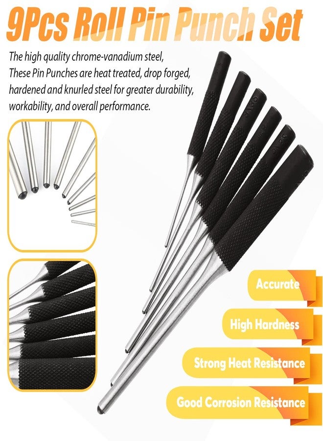 Rustark 12Pcs Roll Pin Punch Tools Set with Hammer Steel Pin Removing Repair Kit for Automotive, Watch and Craft - Image 3