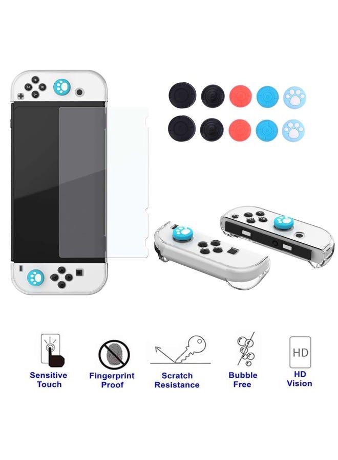 COMCOOL Dockable Case for Nintendo Switch OLED - [9 FT Military Grade Drop Protection] [with Tempered Glass Screen Protector] Crystal Protective Cover for Nintendo Switch OLED - Clear - Image 4