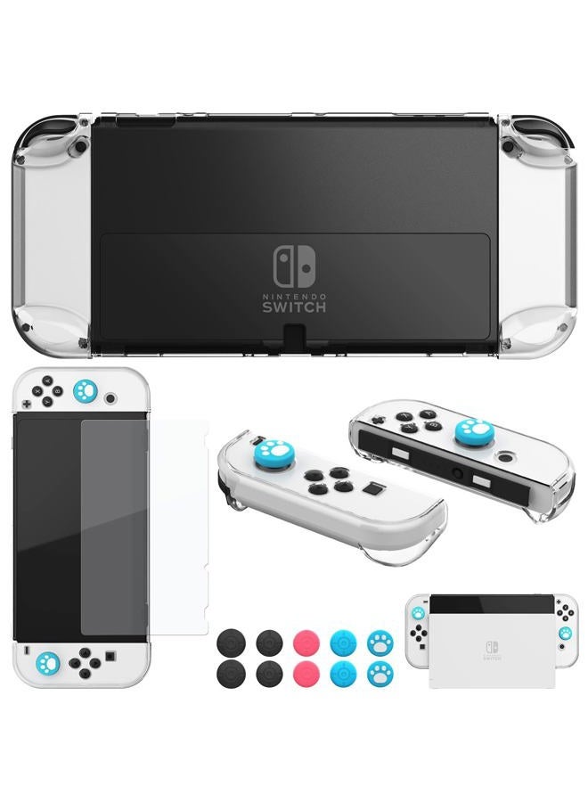 COMCOOL Dockable Case for Nintendo Switch OLED - [9 FT Military Grade Drop Protection] [with Tempered Glass Screen Protector] Crystal Protective Cover for Nintendo Switch OLED - Clear - Image 1