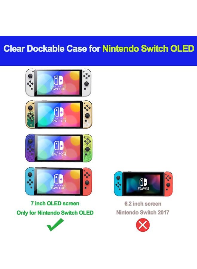 COMCOOL Dockable Case for Nintendo Switch OLED - [9 FT Military Grade Drop Protection] [with Tempered Glass Screen Protector] Crystal Protective Cover for Nintendo Switch OLED - Clear - Image 2