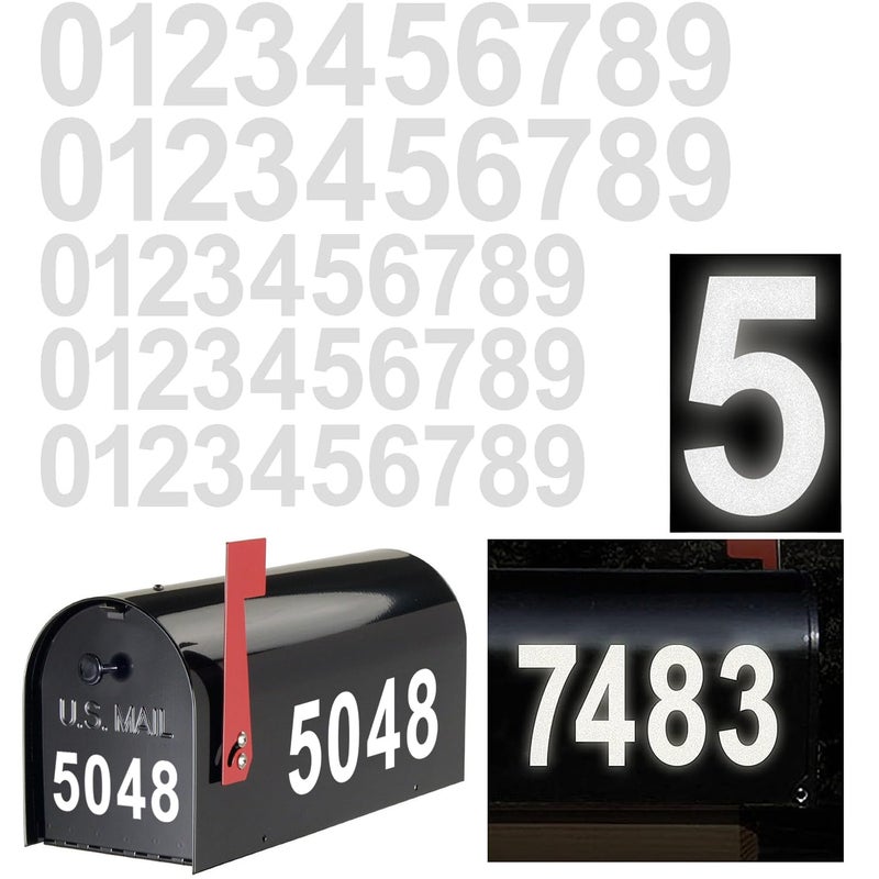 OLADOT Reflective Vinyl Mailbox Number Decals - Waterproof, Self-Adhesive, Classic Style (3" & 4") - Image 1