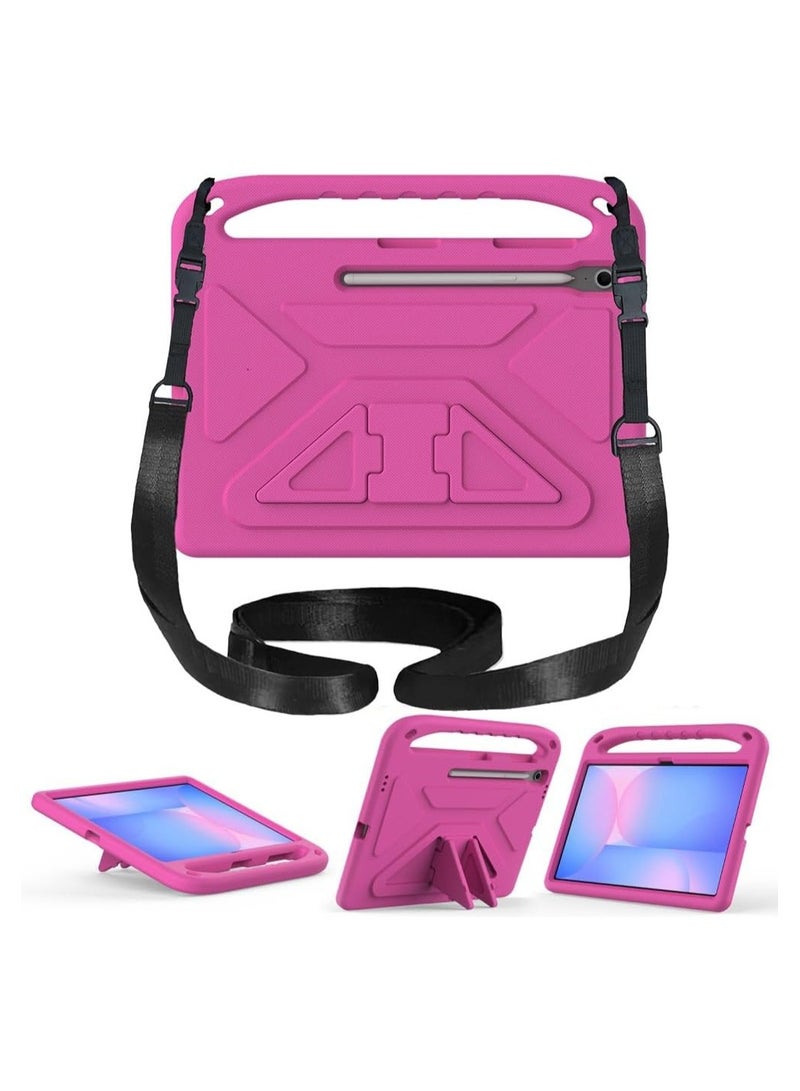 VKL Kids Case for Samsung Galaxy Tab S10 FE Plus 13.1 inch 2025 Tablet [Kids Friendly] Durable Lightweight EVA Shockproof Portable Handle Stand Cover with Shoulder Strap (Rose Red) - Image 1