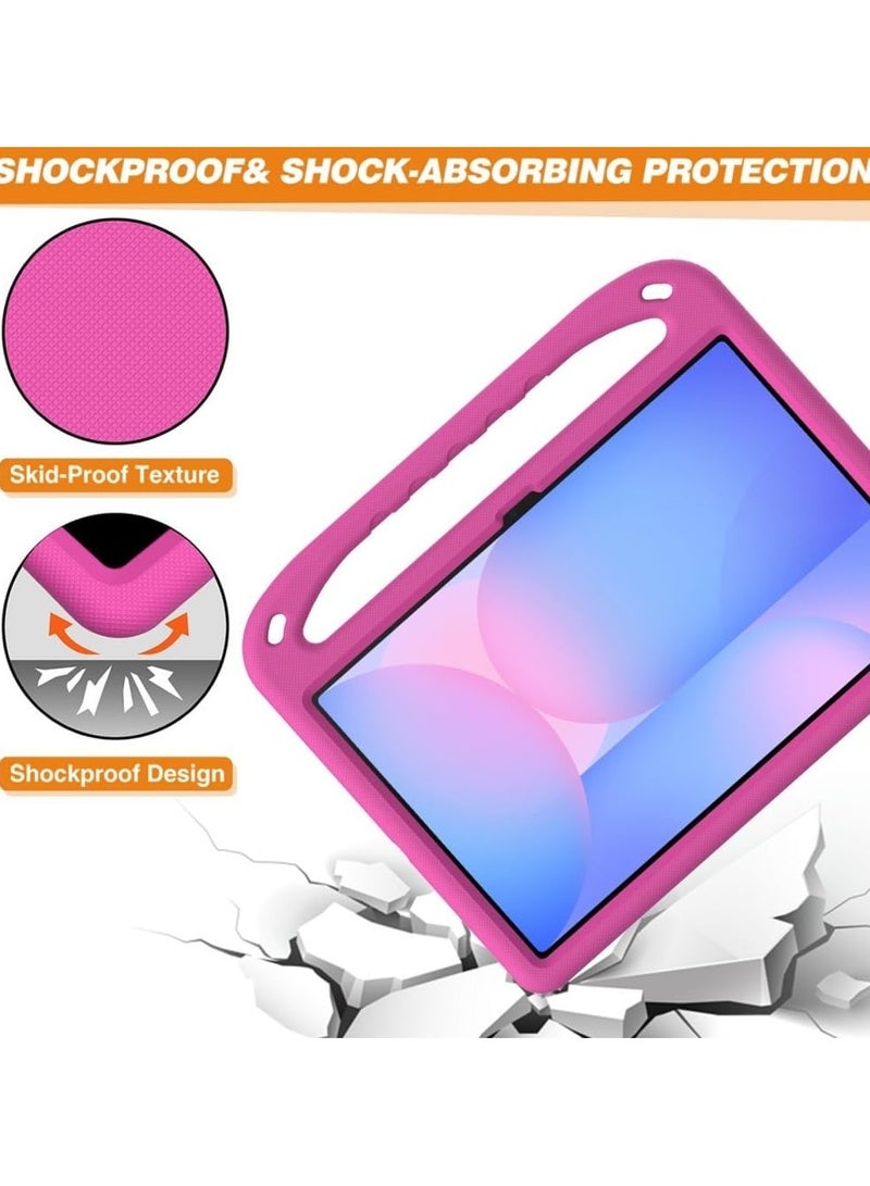 VKL Kids Case for Samsung Galaxy Tab S10 FE Plus 13.1 inch 2025 Tablet [Kids Friendly] Durable Lightweight EVA Shockproof Portable Handle Stand Cover with Shoulder Strap (Rose Red) - Image 3