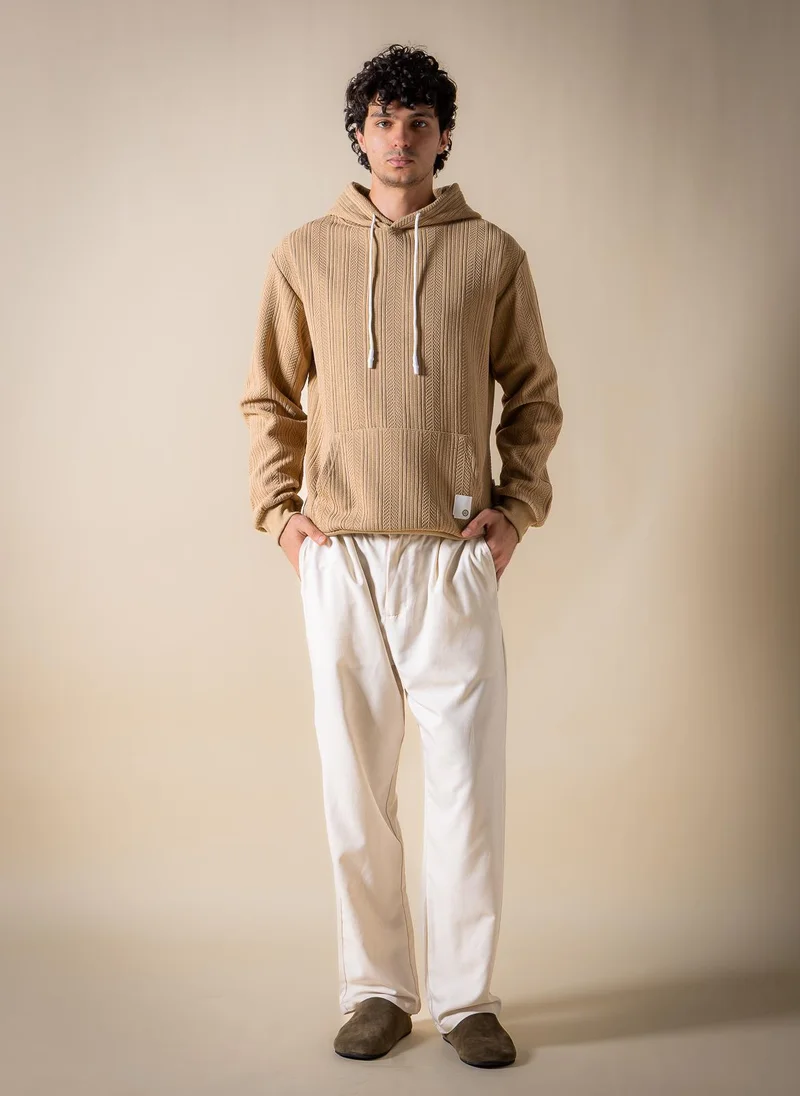 Shapes Dark Beige TEXTURED COMFORT HOODIE for Men | Best Price UAE