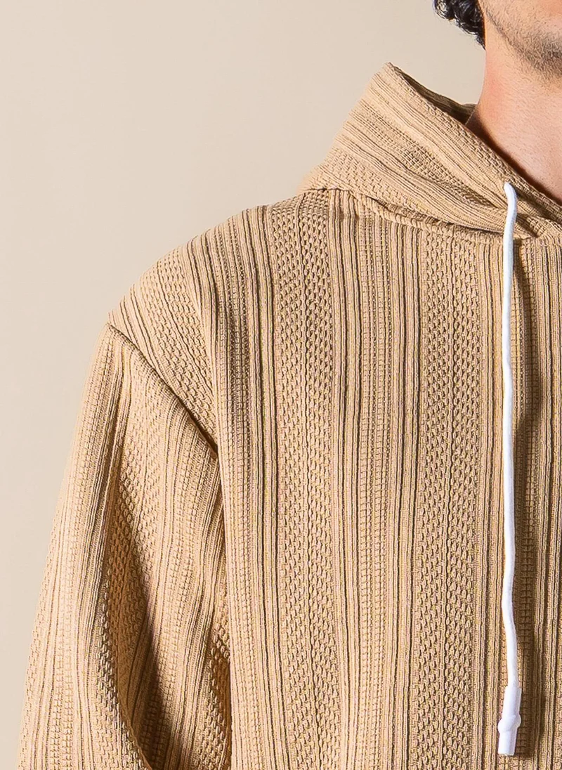 Shapes Dark Beige TEXTURED COMFORT HOODIE for Men | Best Price UAE
